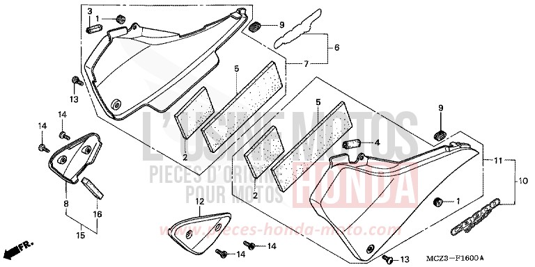 SIDE COVER for Hornet 900 NOIR (NH1) from 2002